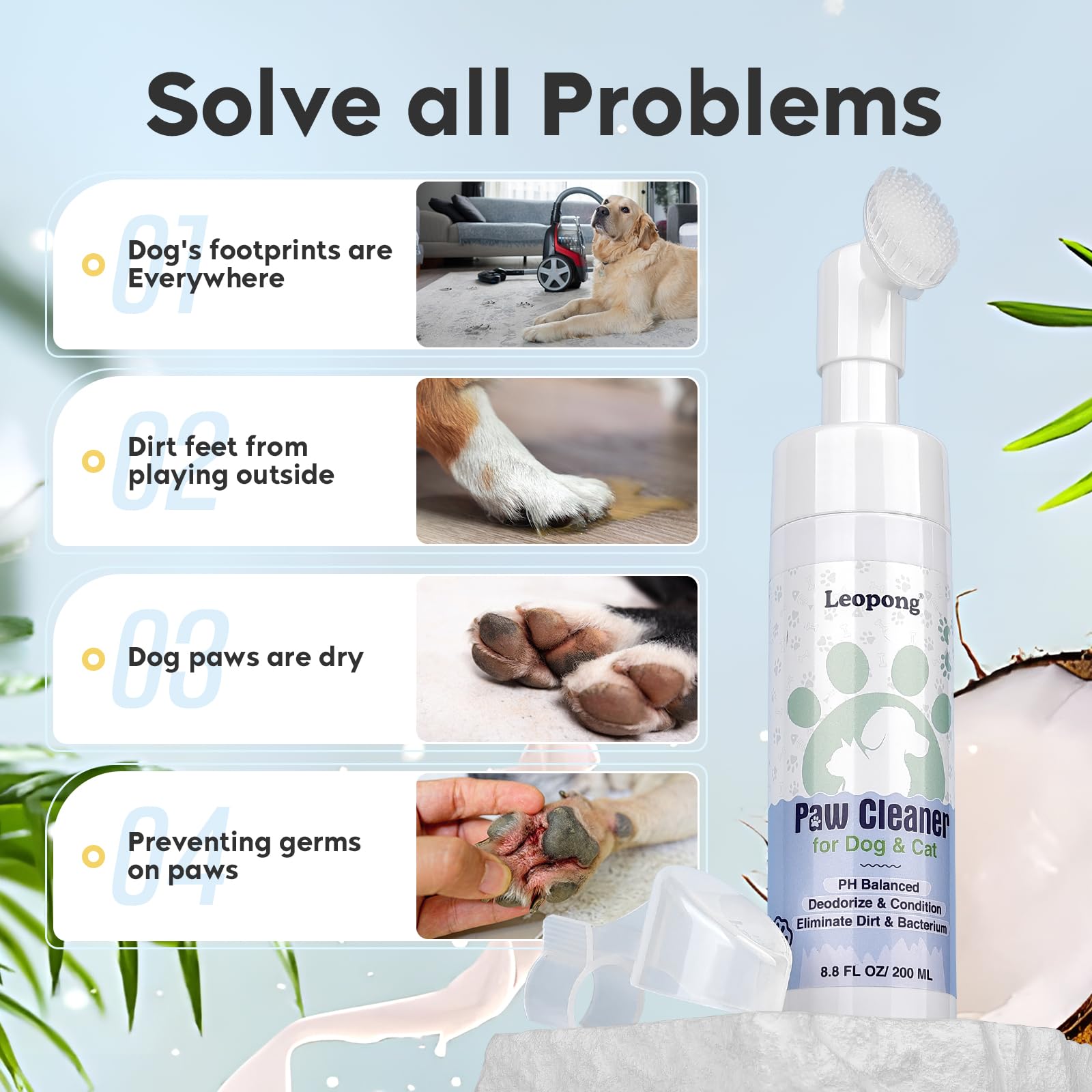 Leopong Dog Paw Care Kit- 2 Packs Cleaner For Dogs Large Medium Small Xl Breed-Dog Paw Balm For Heals - Repairs & Restores Dry -